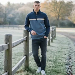 Hombre BEN SHERMAN Ropa De Fitness|Sudaderas Y Jerséis^Blue Two Tone Zip Hombre Sudadera 1981080945