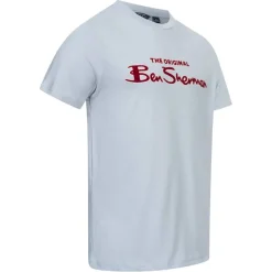 Hombre BEN SHERMAN Camisetas^Flocked Logo Hombre Camiseta 0076268N-AZUL HIELO