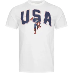 Hombre Lizenz Héroes De La Infancia|Camisetas^Capitán América MARVEL USA Hombre Camiseta FBMTS778WHT