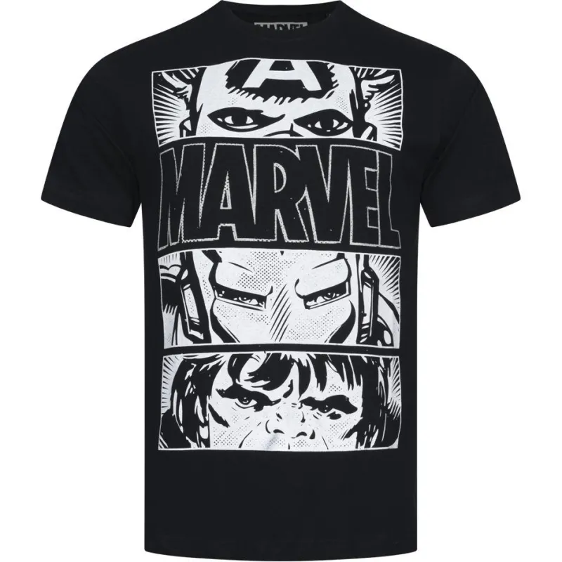 Hombre Lizenz Héroes De La Infancia|Camisetas^CÓMICS DE MARVEL Core Logo Hombre Camiseta FBMTS095BLK