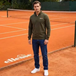 Hombre ellesse Sudaderas Y Jerséis^Benevento Hombre 1/4-Cremallera Sudadera SOP23856-Caqui