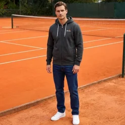 Hombre ellesse Chaquetas^Klemerio Full Zip Hombre Sudadera con cremallera y capucha SOP23857-Gris oscuro