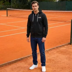 Hombre ellesse Chaquetas^Klemerio Full Zip Hombre Sudadera con cremallera y capucha SOP23857-Negro