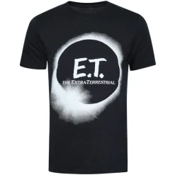Lizenz Héroes De La Infancia^ET el extraterrestre Eclipse Hombre Camiseta UNMTS005BLK