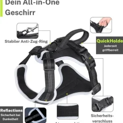 FAVVITY PET Suministros Para Mascotas^Arnés para perros antitirones reflectante acolchado negro