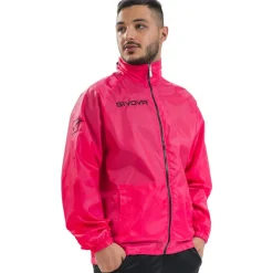 Hombre Givova Chaquetas|Chaquetas^Chubasquero "Rain Basico" rosa neón