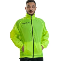 Hombre Givova Chaquetas|Equipaciones^Chubasquero "Rain Basico" amarillo neón