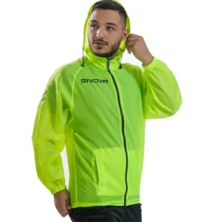 Hombre Givova Chaquetas|Equipaciones^Chubasquero "Rain Basico" amarillo neón