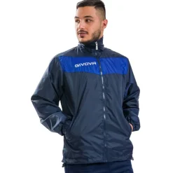 Hombre Givova Chaquetas|Chaquetas^Chubasquero "Rain Scudo" azul marino / azul