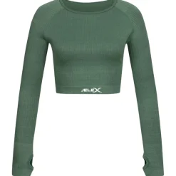 JELEX Ropa De Fitness^"Amelia" Mujer Top de fitness de manga larga verde