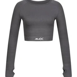 JELEX Ropa De Fitness^"Amelia" Mujer Top de fitness de manga larga gris