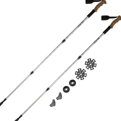 JELEX Outdoor|Deportes De Invierno^Bastones de senderismo con asas de corcho plateado