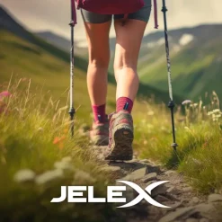 JELEX Deportes De Invierno|Outdoor^Bastones de senderismo con asas de corcho rojo