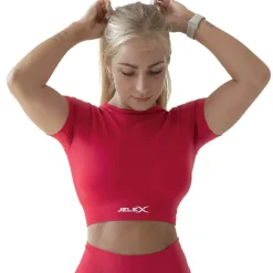 JELEX Ropa De Fitness^"Chiara" Mujer Top de fitness de manga corta rojo