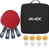 JELEX Game & Fun^Sidespin Set de 4 palas de tenis de mesa con 8 pelotas
