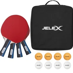 JELEX Game & Fun^Sidespin Set de 4 palas de tenis de mesa con 8 pelotas