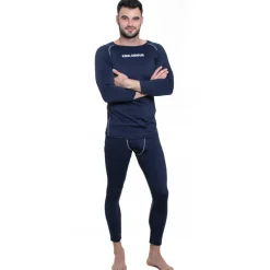 Hombre KIRKJUBØUR Deportes De Invierno|Rugby^® "Hafjall" Hombre Conjunto de ropa interior térmica 2 piezas azul