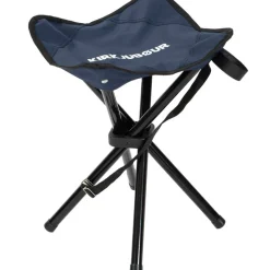 KIRKJUBØUR Outdoor|Camping^® "Freydis" taburete de exterior plegable de cuatro patas azul