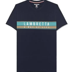 Hombre Lambretta Camisetas^Chest Stripe Hombre Camiseta SS0157-NVY