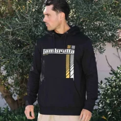 Hombre Lambretta Sudaderas Y Jerséis^Racing Stripe Hombre Sudadera con capucha SS4031-NEGRO