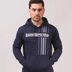 Hombre Lambretta Sudaderas Y Jerséis^Racing Stripe Hombre Sudadera con capucha SS5027-AZUL MARINO