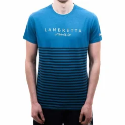 Hombre Lambretta Camisetas^Striped Hombre Camiseta SS0017-DK AZUL