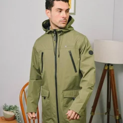 Hombre Lambretta Chaquetas^Terrace Waterproof Hombre Parka Chaqueta SS7817-KHAKI
