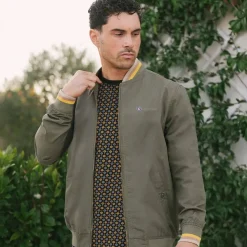 Hombre Lambretta Chaquetas^Triple Tipped Hombre Chaqueta SS1626 Caqui Dorado