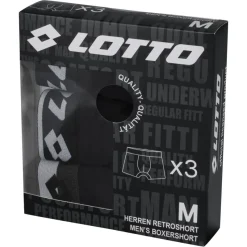 Hombre Lotto Multipacks|Ropa Interior^Retro Hombre Calzoncillos bóxer Pack de 3 negro MBXX1002NET-BLACK