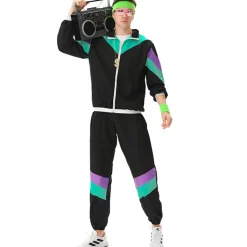 MAASKANTJE Disfraces^"Bärry" Retro años 90 Chándal Disfraz negro
