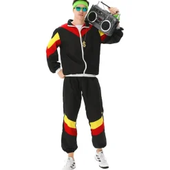 MAASKANTJE Disfraces^"Gärry" Retro años 90 Chándal Disfraz negro