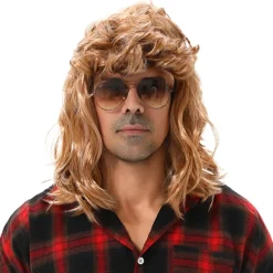 MAASKANTJE Disfraces^"Mongo" Mullet retro Mullet Peluca rubia