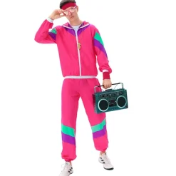 MAASKANTJE Disfraces^"Robby" Retro años 90 Chándal Disfraz rosa