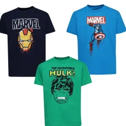 Lizenz Multipacks|Héroes De La Infancia^MARAVILLA Ironman Hulk Captain America Niño Camiseta Pack de 3 MABPK010MUL