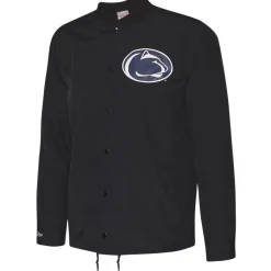 Hombre Mitchell & Ness Chaquetas^Mitchell & Ness Penn State University Hombre Chaqueta coach BFJKAJ18027-PENBLCK