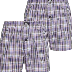 Hombre MONT EMILIAN Multipacks|Ropa Interior^"Nantes" Hombre Americano Calzoncillos bóxer Pack de 2 morado/cuadros