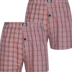 Hombre MONT EMILIAN Multipacks|Ropa Interior^"Nantes" Hombre Americano Calzoncillos bóxer Pack de 2 rojo/cuadros