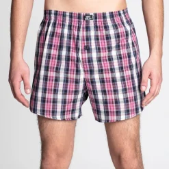 Hombre MONT EMILIAN Multipacks|Ropa Interior^"Nantes" Hombre Americano Calzoncillos bóxer Pack de 2 rosa/cuadros