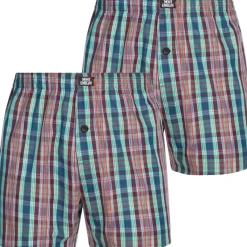 Hombre MONT EMILIAN Multipacks|Ropa Interior^"Nantes" Hombre Americano Calzoncillos bóxer Pack de 2 turquesa/cuadros