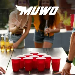 MUWO Balcón & Jardín|Game & Fun^"Teamplayer" Mesa de beer pong Conjunto con 22 vasos