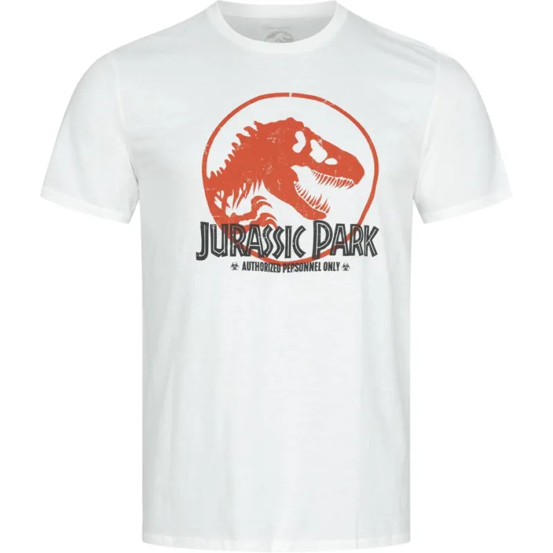 Lizenz Héroes De La Infancia^PARQUE JURÁSICO Vintage Hombre Camiseta UNMTS175WHT