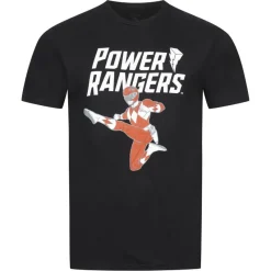 Lizenz Héroes De La Infancia^POWER RANGERS Red Ranger Hombre Camiseta HAMTS057BLK