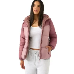 Mujer Reebok Chaquetas^Puffer Mujer Reversible Chaquetón RBO21030-Rosa polvoriento