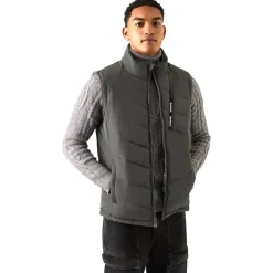 Hombre Reebok Chaquetas^Puffer Vest 2-in-1 Hombre Reversible Chaleco RBO15720-Carbón vegetal