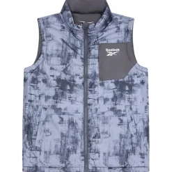 Hombre Reebok Chaquetas^Puffer Vest 2-in-1 Hombre Reversible Chaleco RBO15720-Carbón vegetal