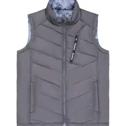 Hombre Reebok Chaquetas^Puffer Vest 2-in-1 Hombre Reversible Chaleco RBO15720-Carbón vegetal