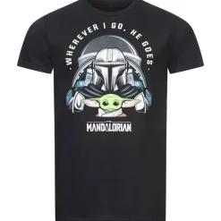 Lizenz Héroes De La Infancia^STAR WARS Mandalorian Companion Hombre Camiseta SWMTS066BLK