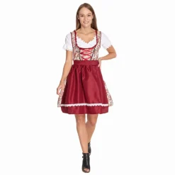 MIESEPETER Disfraces^Traje tradicional tirolés Mujer Oktoberfest ® rojo vino