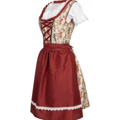 MIESEPETER Disfraces^Traje tradicional tirolés Mujer Oktoberfest ® rojo vino