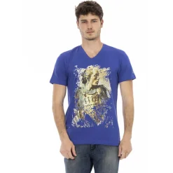 Hombre TRUSSARDI Action Camisetas^Hombre Conqueror Camiseta con cuello de pico Azul 2AT108006